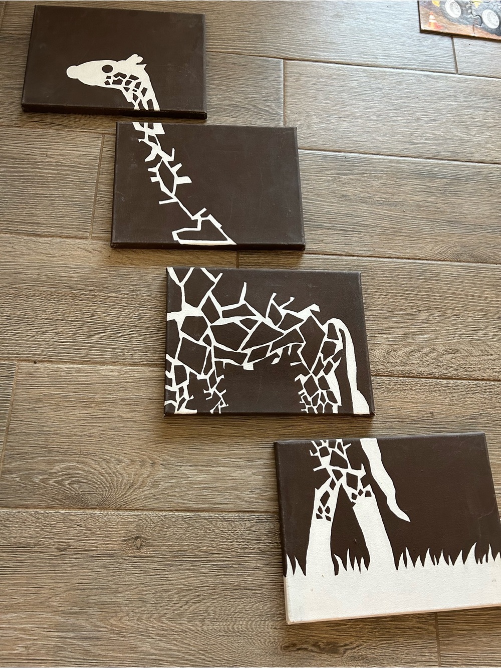 Modern Black & White Giraffe Canvas Set by